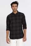 Men Grey Vintage Checks Full Sleeve Slim Fit Casual Shirts