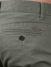 Men's Olive Cotton Blend Narrow Fit Printed Causal Trouser