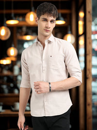 Pink Solid Regular Fit Casual Shirts