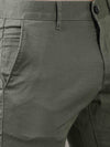 Men's Olive Cotton Blend Narrow Fit Printed Causal Trouser