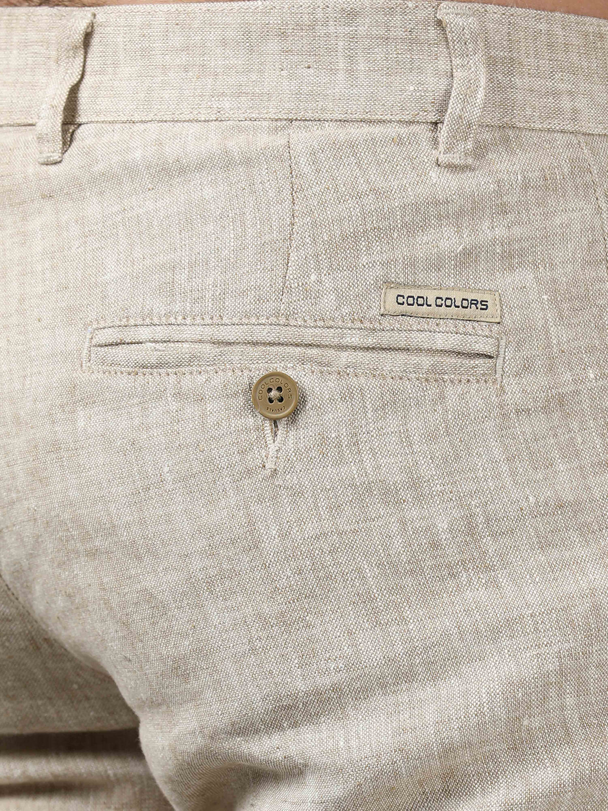 Shop Men's Beige Narrow Fit Linen Casual Trousers Online.