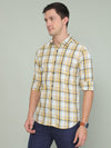 Men's Yellow Slim Fit Checks Full Sleeves Casual Shirts