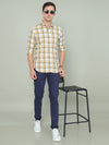 Men's Yellow Slim Fit Checks Full Sleeves Casual Shirts