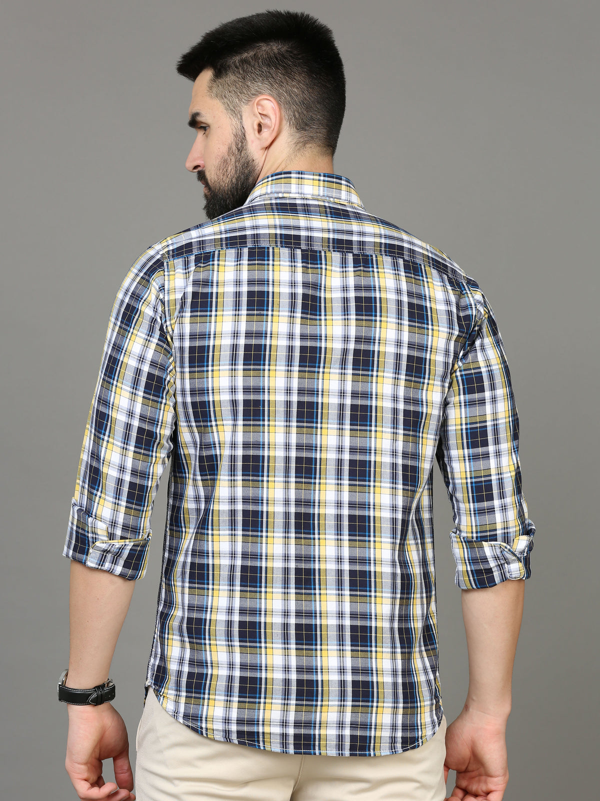 Shop Men's Blue Slim Fit Full Sleeves Casual Checkered Shirt Online.