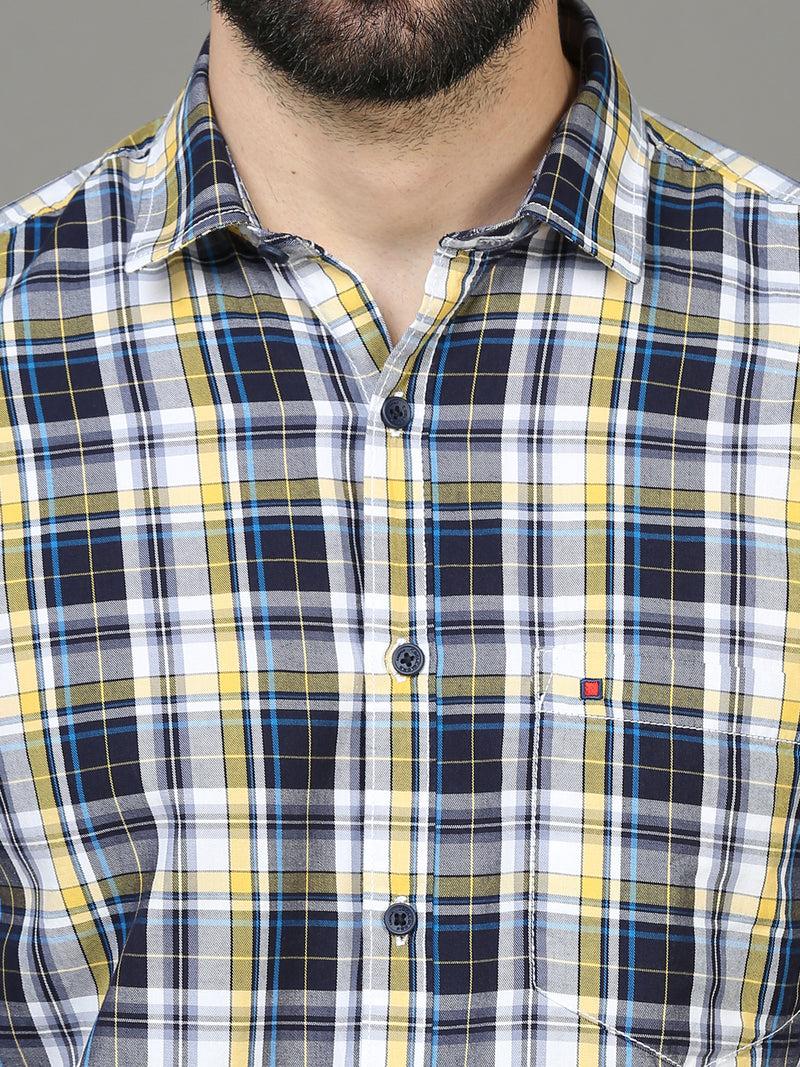 Shop Men's Blue Slim Fit Full Sleeves Casual Checkered Shirt Online.