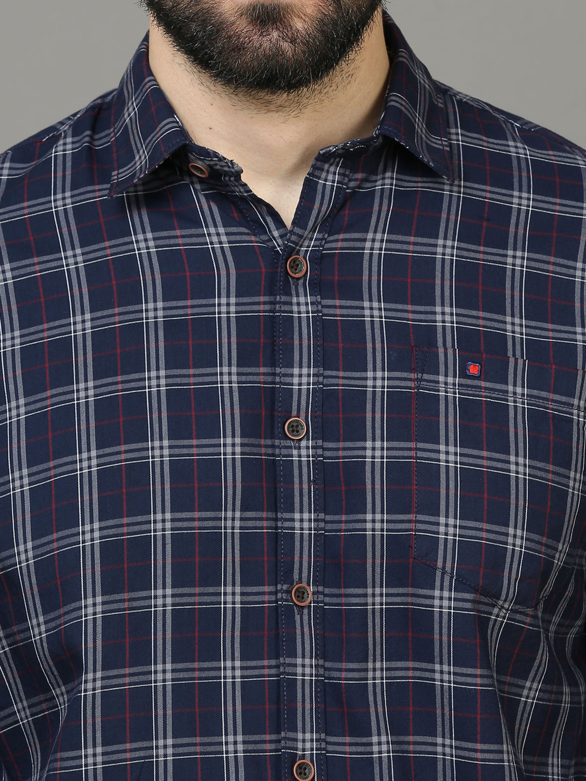 Men's Blue Slim Fit Checks Full Sleeves Casual Shirts