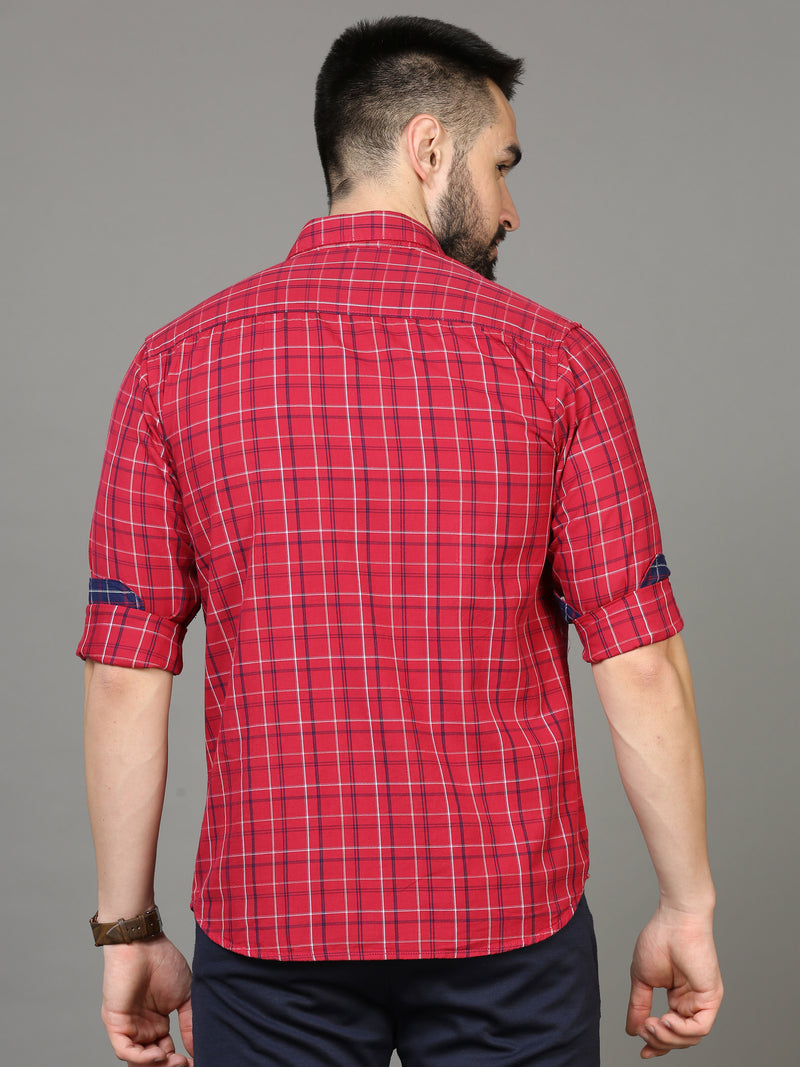 Shop Men's Blue Slim Fit Checks Full Sleeves Casual Shirts Online.