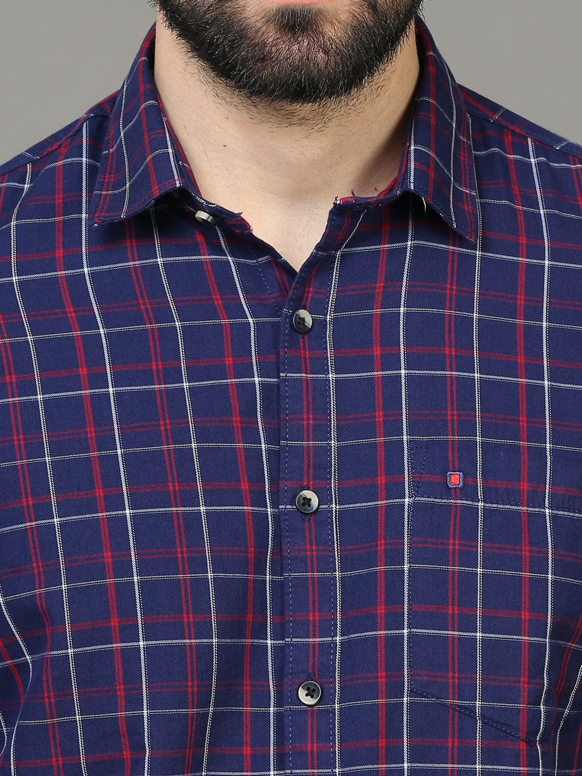 Shop Men's Blue Slim Fit Checks Full Sleeves Casual Shirts Online.