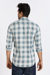 Men Green Chess Square Check Full Sleeve Slim Fit Casual Shirts