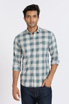 Men Green Chess Square Check Full Sleeve Slim Fit Casual Shirts