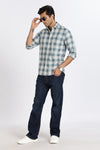 Men Green Chess Square Check Full Sleeve Slim Fit Casual Shirts
