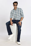 Men Green Chess Square Check Full Sleeve Slim Fit Casual Shirts
