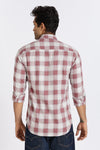Men Brown Chess Square Check Full Sleeve Slim Fit Casual Shirts