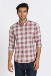 Men Brown Chess Square Check Full Sleeve Slim Fit Casual Shirts