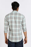 Men Grey Checkered Full Sleeve Slim Fit Casual Shirt