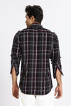Men Brown Checkered Full Sleeve Slim Fit Casual Shirt