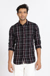 Men Brown Checkered Full Sleeve Slim Fit Casual Shirt