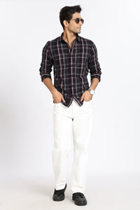 Men Brown Checkered Full Sleeve Slim Fit Casual Shirt