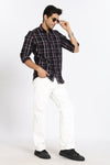 Men Brown Checkered Full Sleeve Slim Fit Casual Shirt