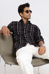 Men Brown Checkered Full Sleeve Slim Fit Casual Shirt