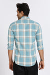 Men Blue Checkered Full Sleeve Slim Fit Casual Shirts