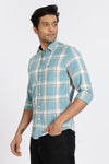 Men Blue Checkered Full Sleeve Slim Fit Casual Shirts
