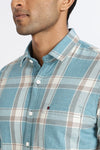 Men Blue Checkered Full Sleeve Slim Fit Casual Shirts