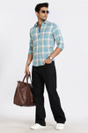 Men Blue Checkered Full Sleeve Slim Fit Casual Shirts