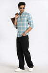Men Blue Checkered Full Sleeve Slim Fit Casual Shirts