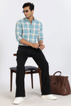 Men Blue Checkered Full Sleeve Slim Fit Casual Shirts
