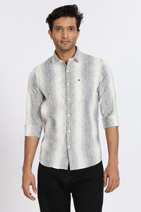 Men Navy Stripes Full Sleeve Slim Fit Casual Shirts
