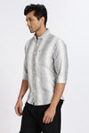 Men Navy Stripes Full Sleeve Slim Fit Casual Shirts