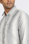 Men Navy Stripes Full Sleeve Slim Fit Casual Shirts