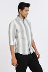 Men Navy Stripes Full Sleeve Slim Fit Casual Shirts