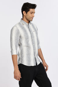 Men Navy Stripes Full Sleeve Slim Fit Casual Shirts