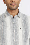Men Navy Stripes Full Sleeve Slim Fit Casual Shirts