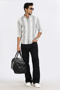 Men Navy Stripes Full Sleeve Slim Fit Casual Shirts