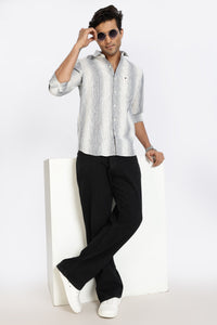 Men Navy Stripes Full Sleeve Slim Fit Casual Shirts