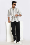 Men Black Stripes Full Sleeve Slim Fit Casual Shirts
