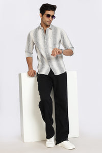 Men Black Stripes Full Sleeve Slim Fit Casual Shirts