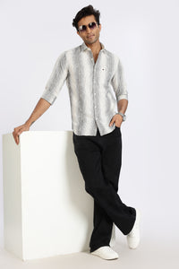 Men Black Stripes Full Sleeve Slim Fit Casual Shirts