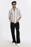 Men Black Stripes Full Sleeve Slim Fit Casual Shirts