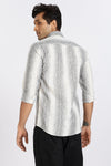 Men Black Stripes Full Sleeve Slim Fit Casual Shirts