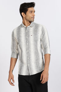 Men Black Stripes Full Sleeve Slim Fit Casual Shirts