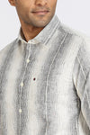 Men Black Stripes Full Sleeve Slim Fit Casual Shirts