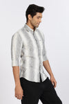 Men Black Stripes Full Sleeve Slim Fit Casual Shirts