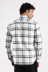 Men White Cotton Slim Fit Full Sleeve Checkered Shirt
