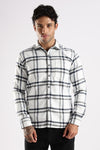Men White Cotton Slim Fit Full Sleeve Checkered Shirt