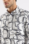 White Printed Slim Fit Cotton Full Sleeve Casual Shirt