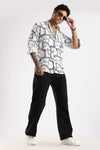 White Printed Slim Fit Cotton Full Sleeve Casual Shirt